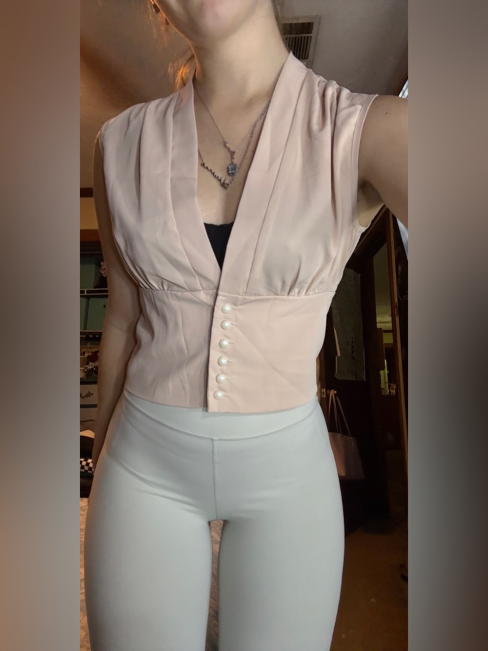 NWOT SHEIN Cream Buttoned Crop Top